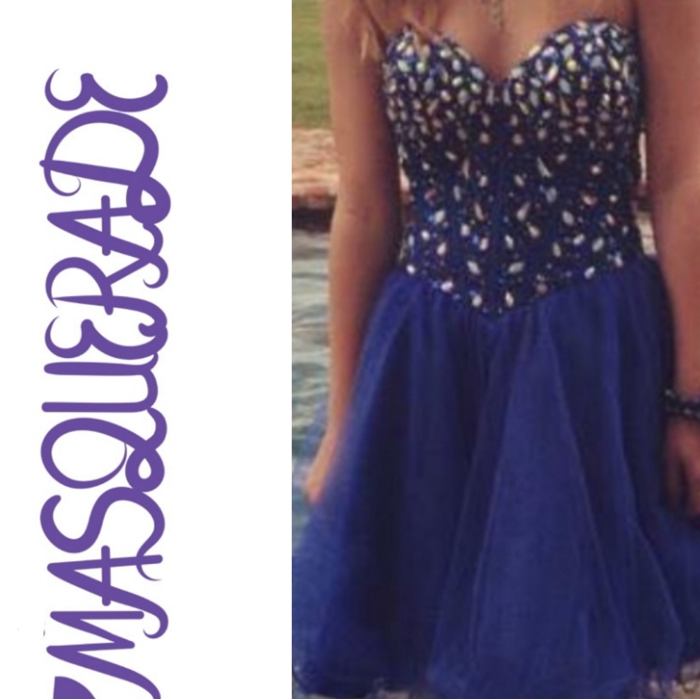 💋 Masquerade Strapless Jeweled Size 3/4 Dress 💞